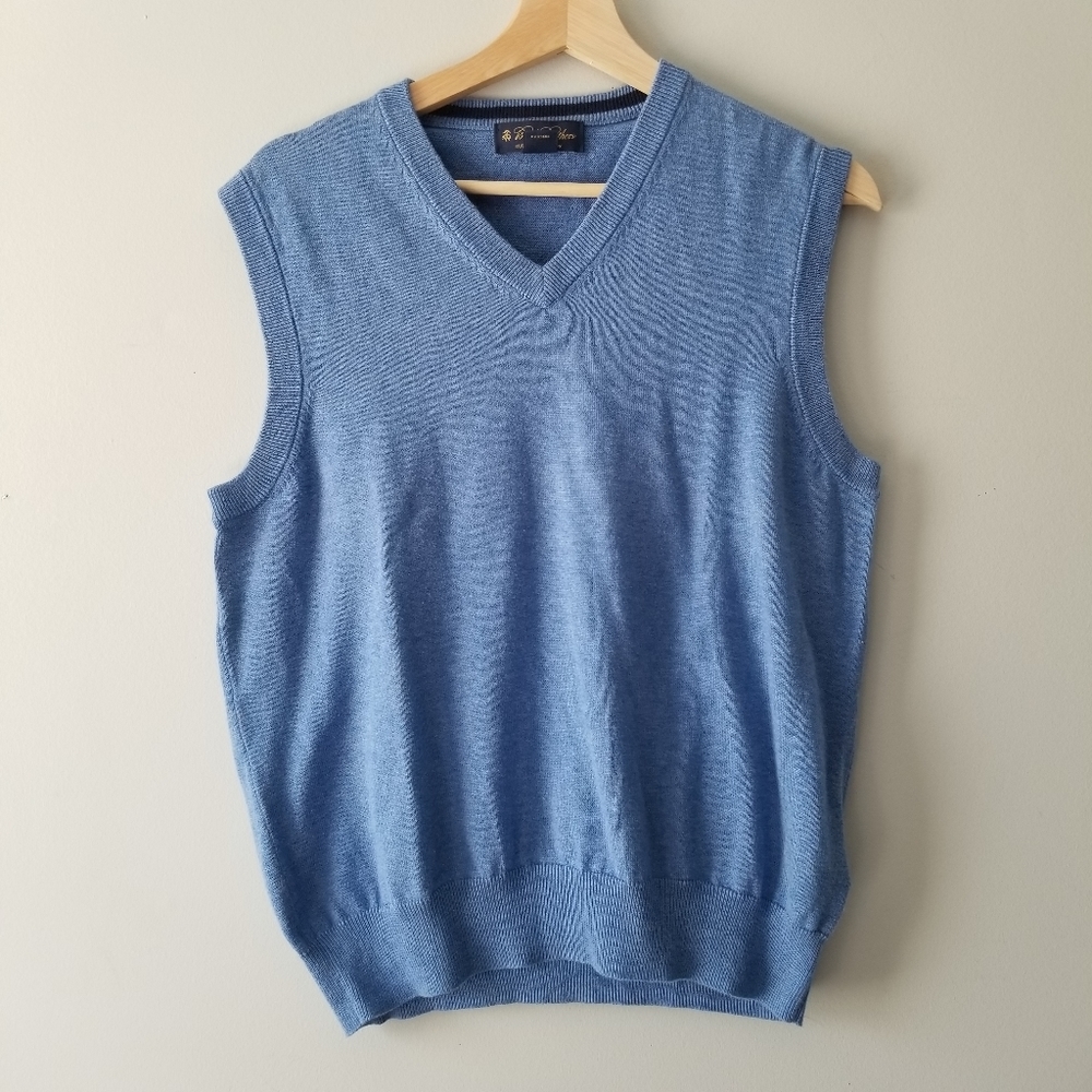Brooks Brothers Supima Cotton Blue V Neck Vest